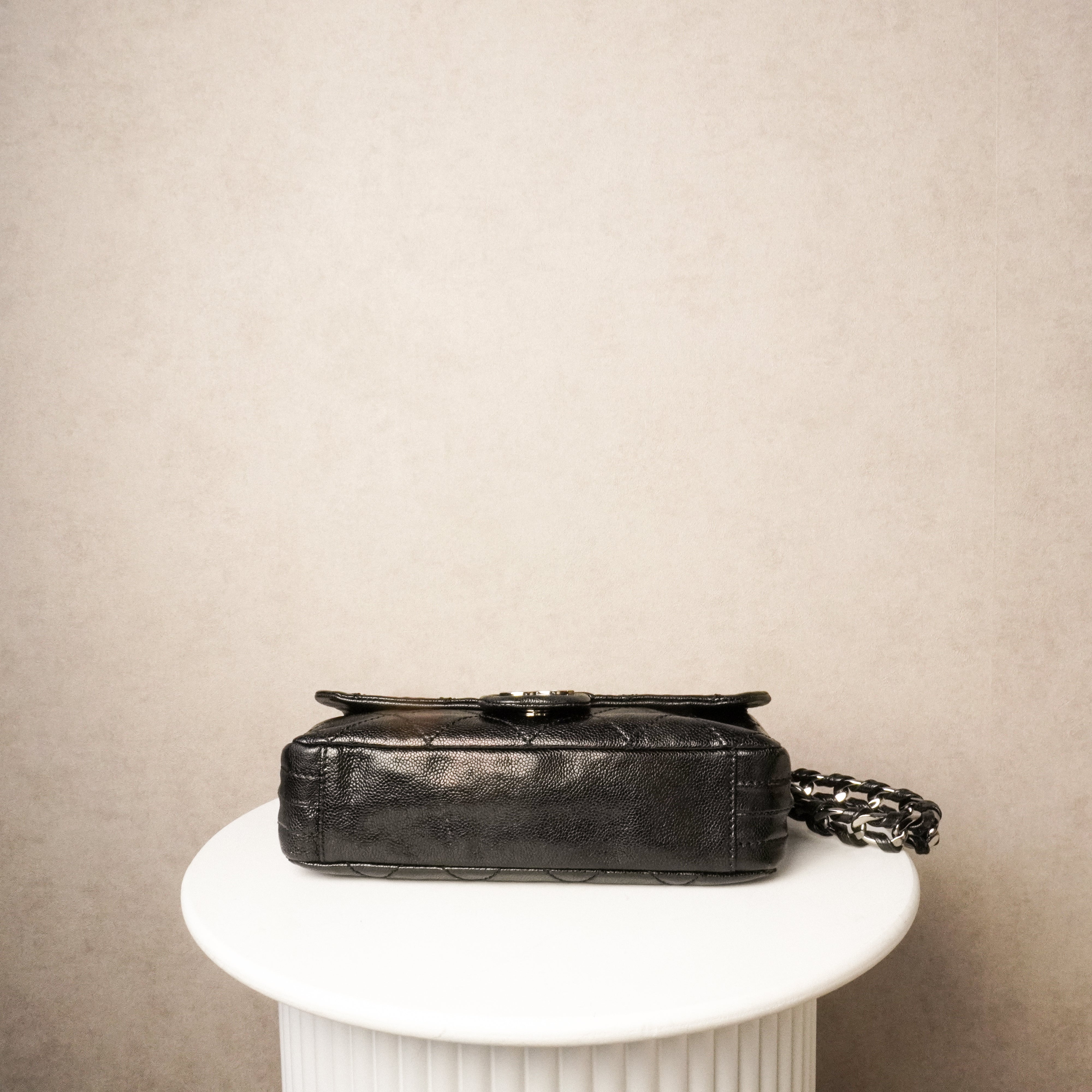 Chanel Glazed Caviar Quilted Modern Chain Flap Black