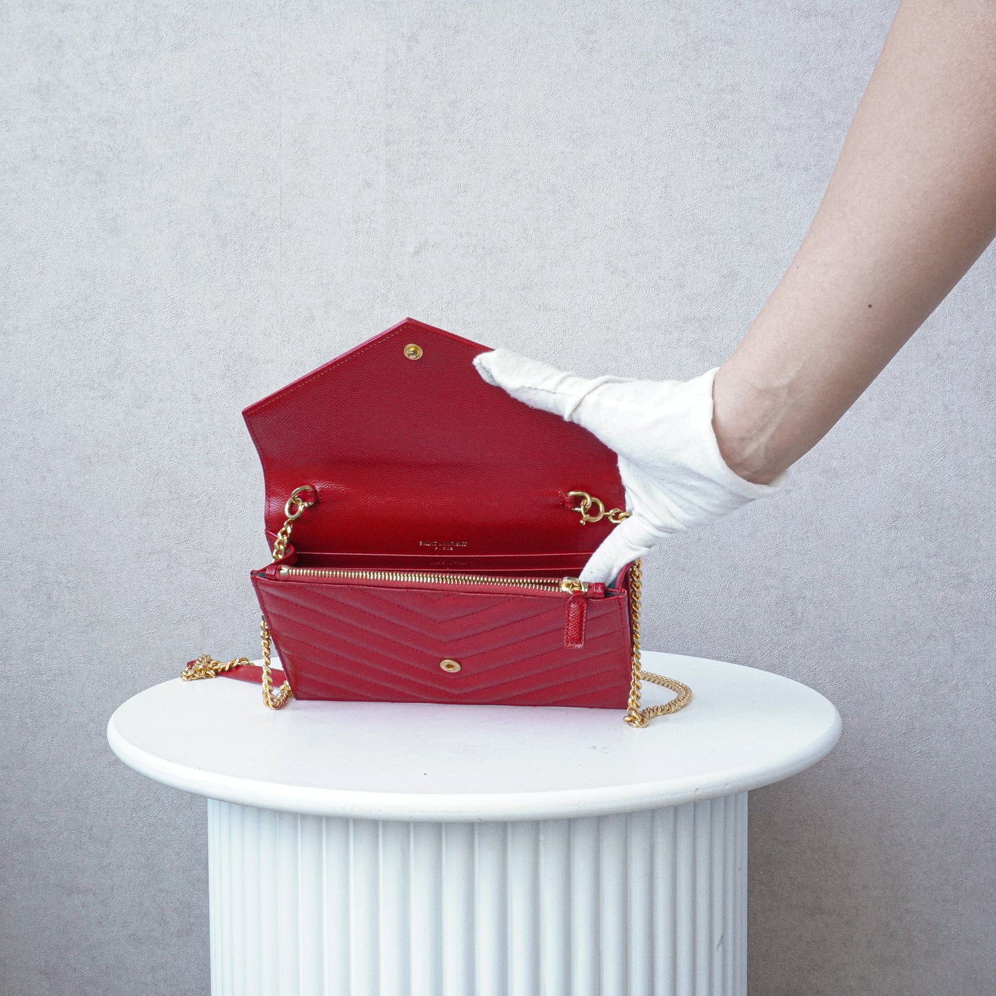 Saint Laurent Paris Cassandra red crossbody tas