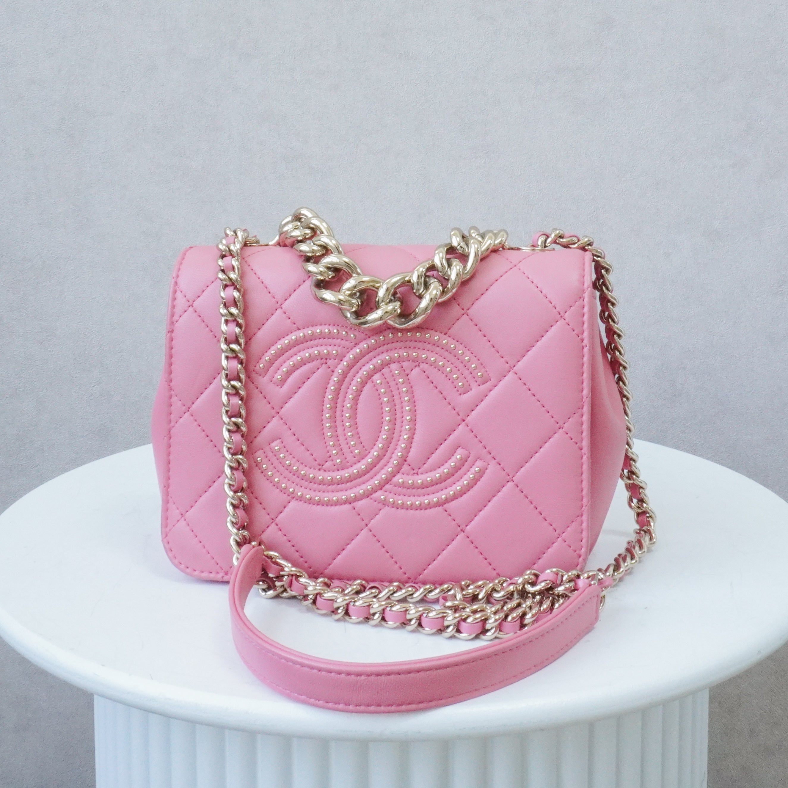 Chanel Coco Mark Rhinestone Pink Crossbody Bag