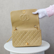 Chanel Full Flap Beige 24k ghw Crossbody (1989-1991)