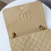 Chanel Full Flap Beige 24k ghw Crossbody (1989-1991)