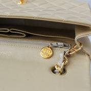 Chanel Full Flap Beige 24k ghw Crossbody (1989-1991)