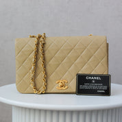 Chanel Full Flap Beige 24k ghw Crossbody (1989-1991)