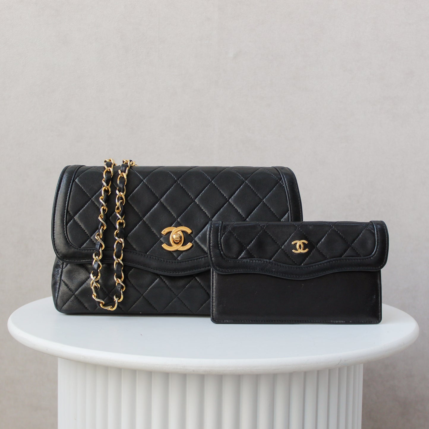 Chanel Crossbody Single Flap + Portemonnee 24k ghw (1989-1991)