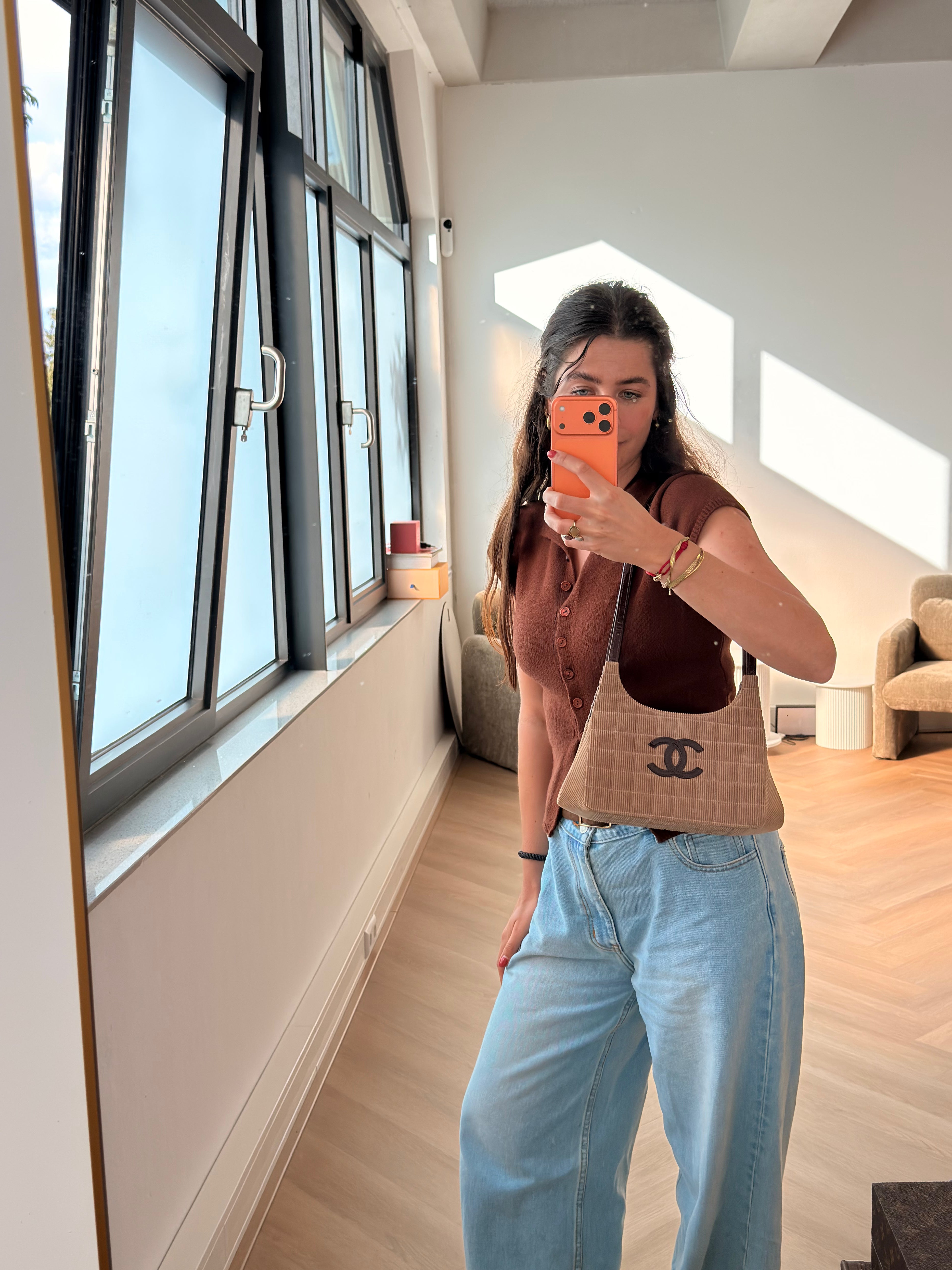 Chanel Chocolate Bar Corduroy Hobo