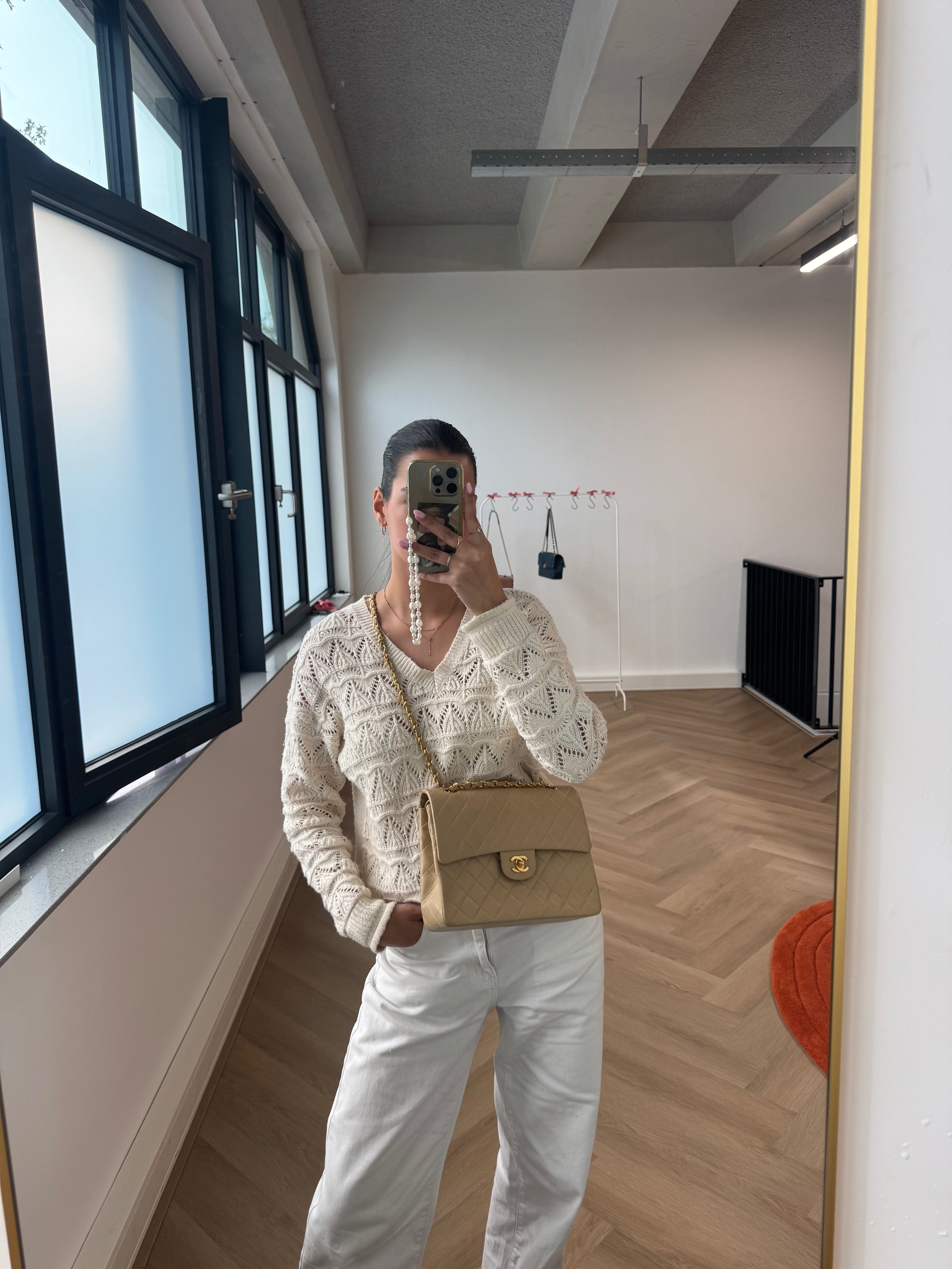 Chanel Classic Flapbag Medium Square Beige 24k GHW (2008-2009)
