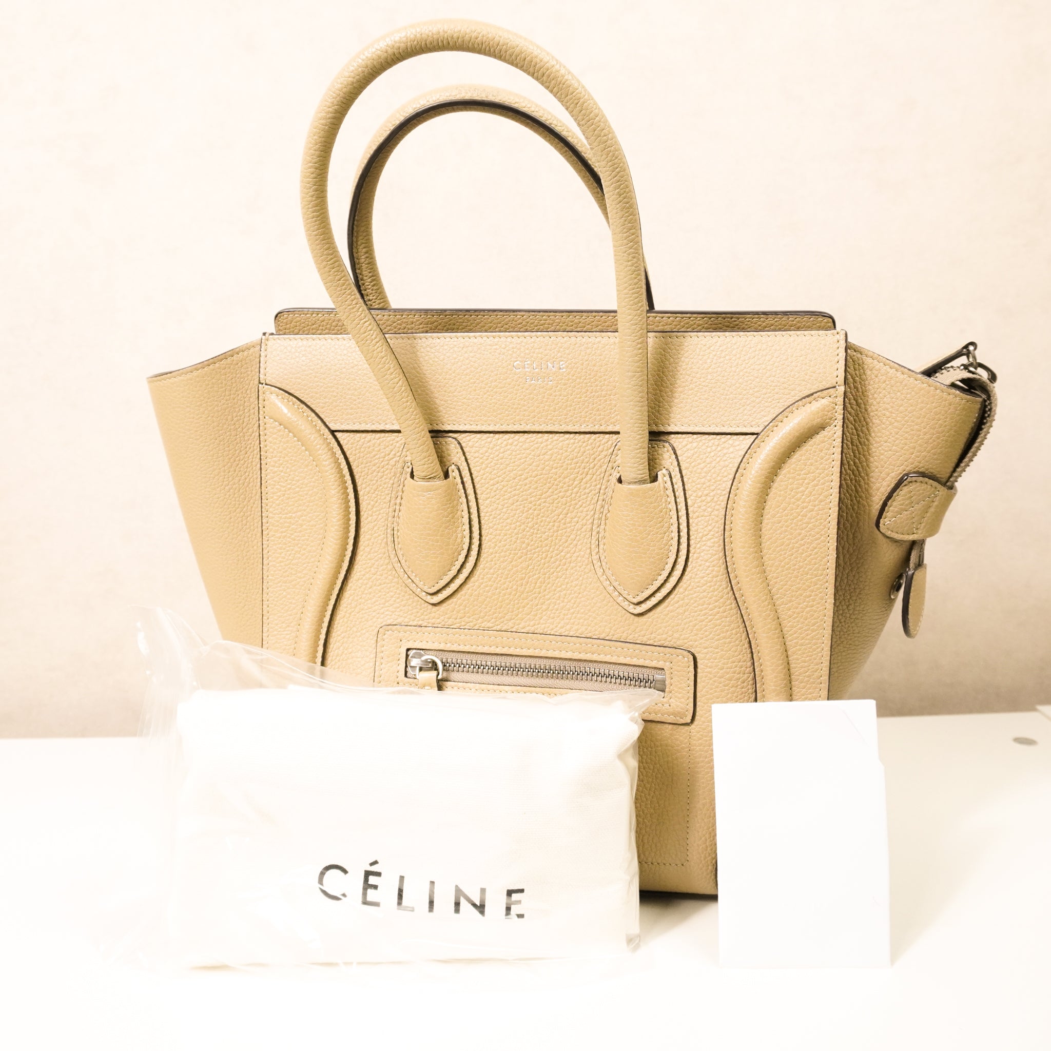 Celine Micro Luggage Shopper Beige + dustbag