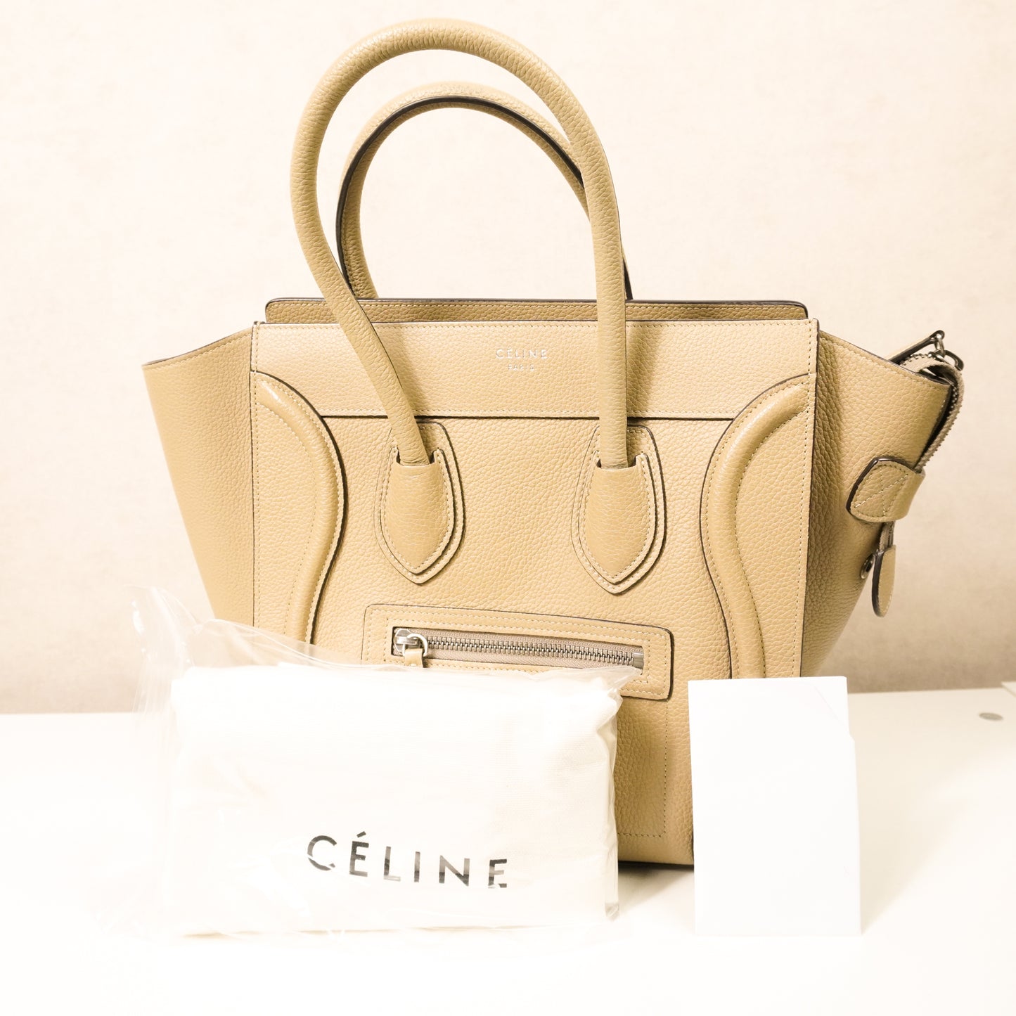 Celine Micro Luggage Shopper Beige + dustbag