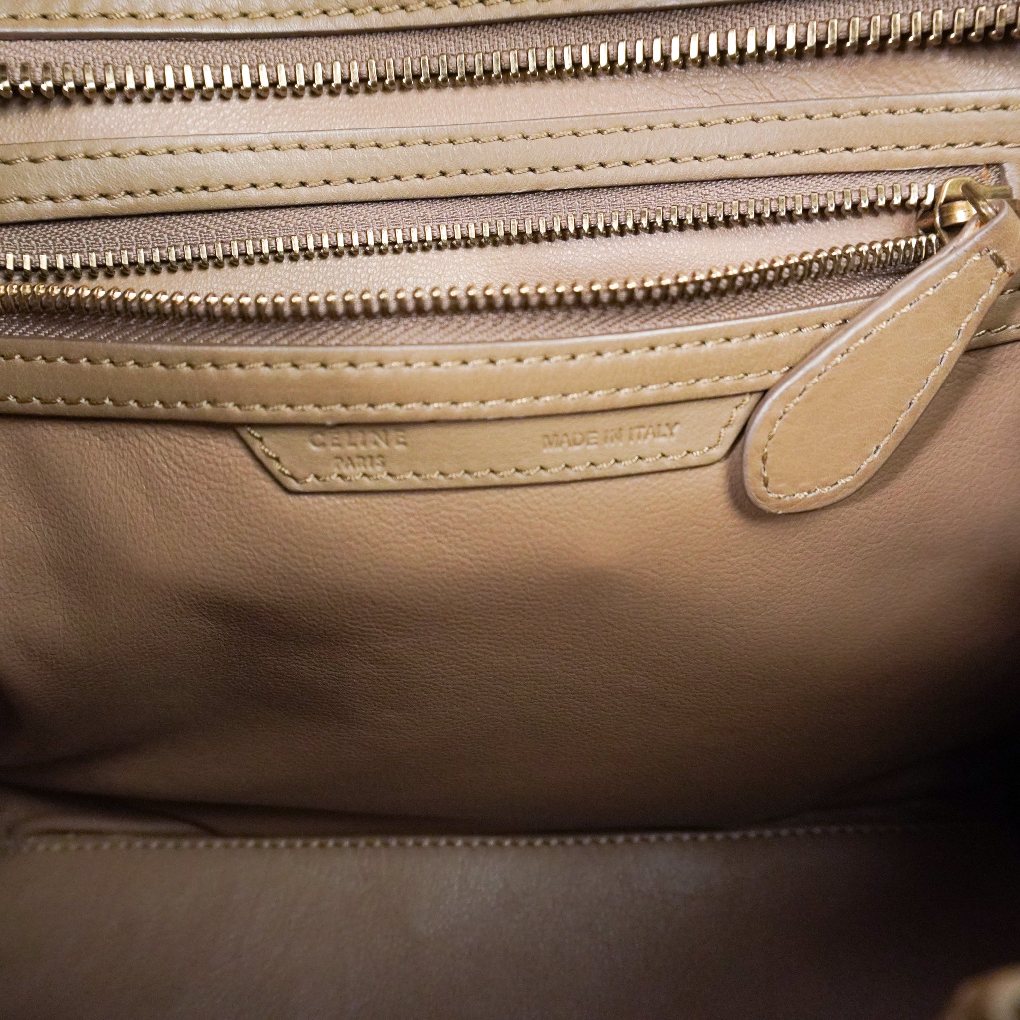 Celine Micro Luggage Shopper beige + label