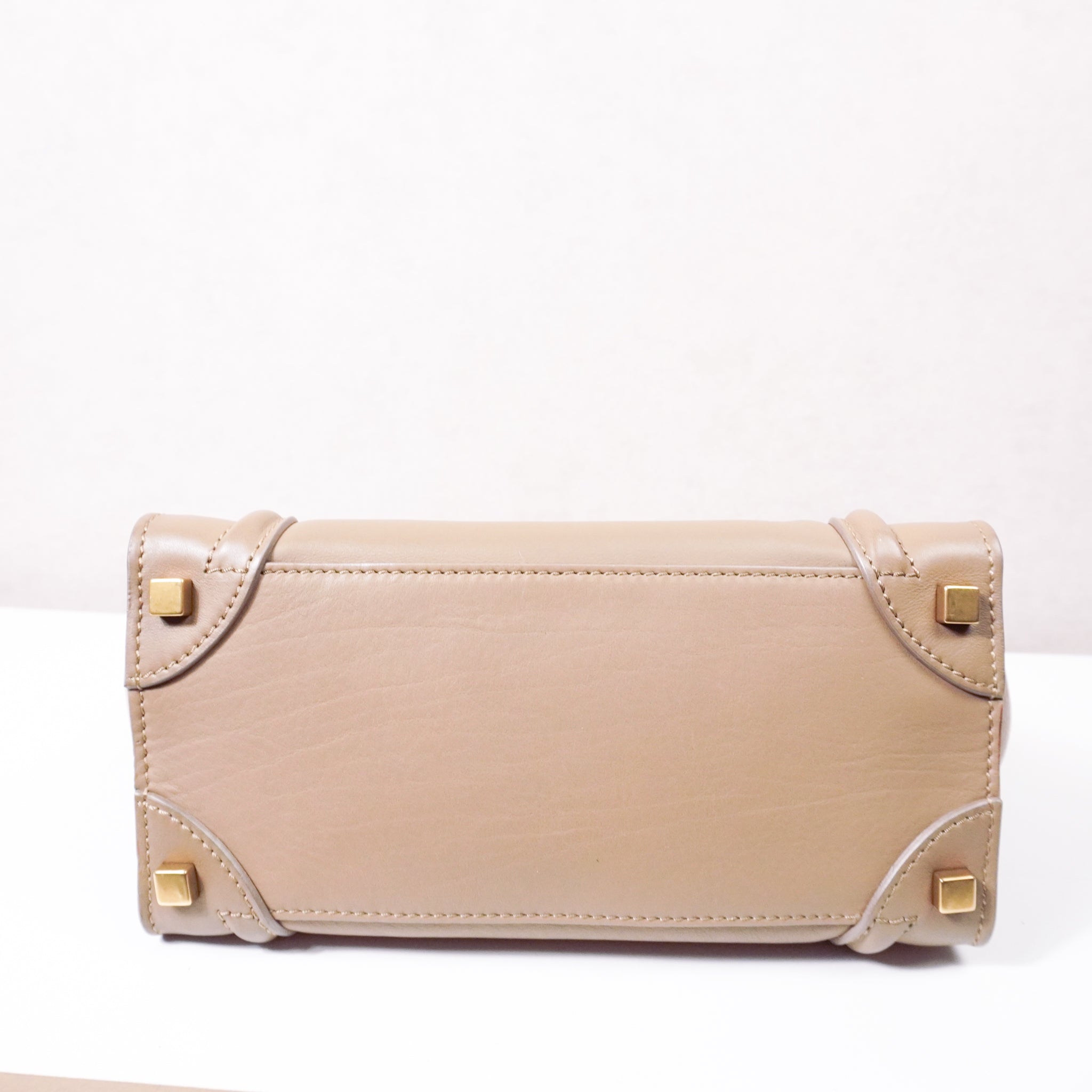 Celine Micro Luggage Shopper beige + label