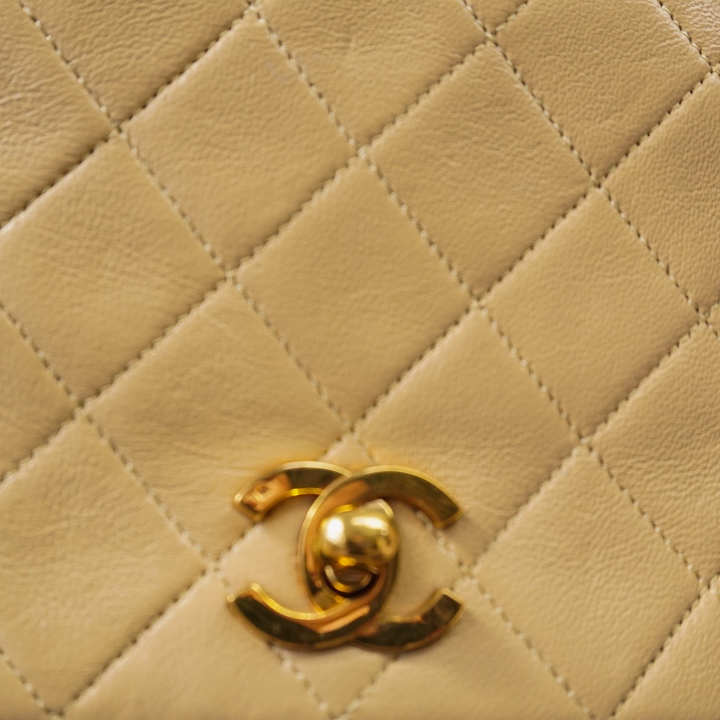 Chanel Single Flap Double Chain Beige tas
