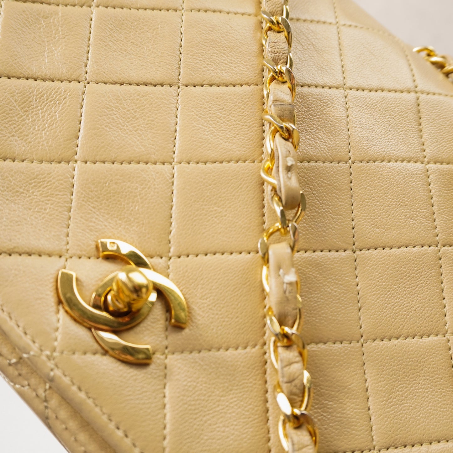 Chanel Single Flap Double Chain Beige tas