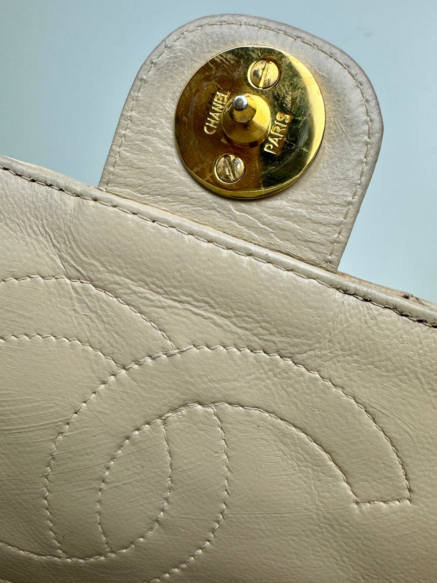 Chanel Single Flap Bag Medium Beige