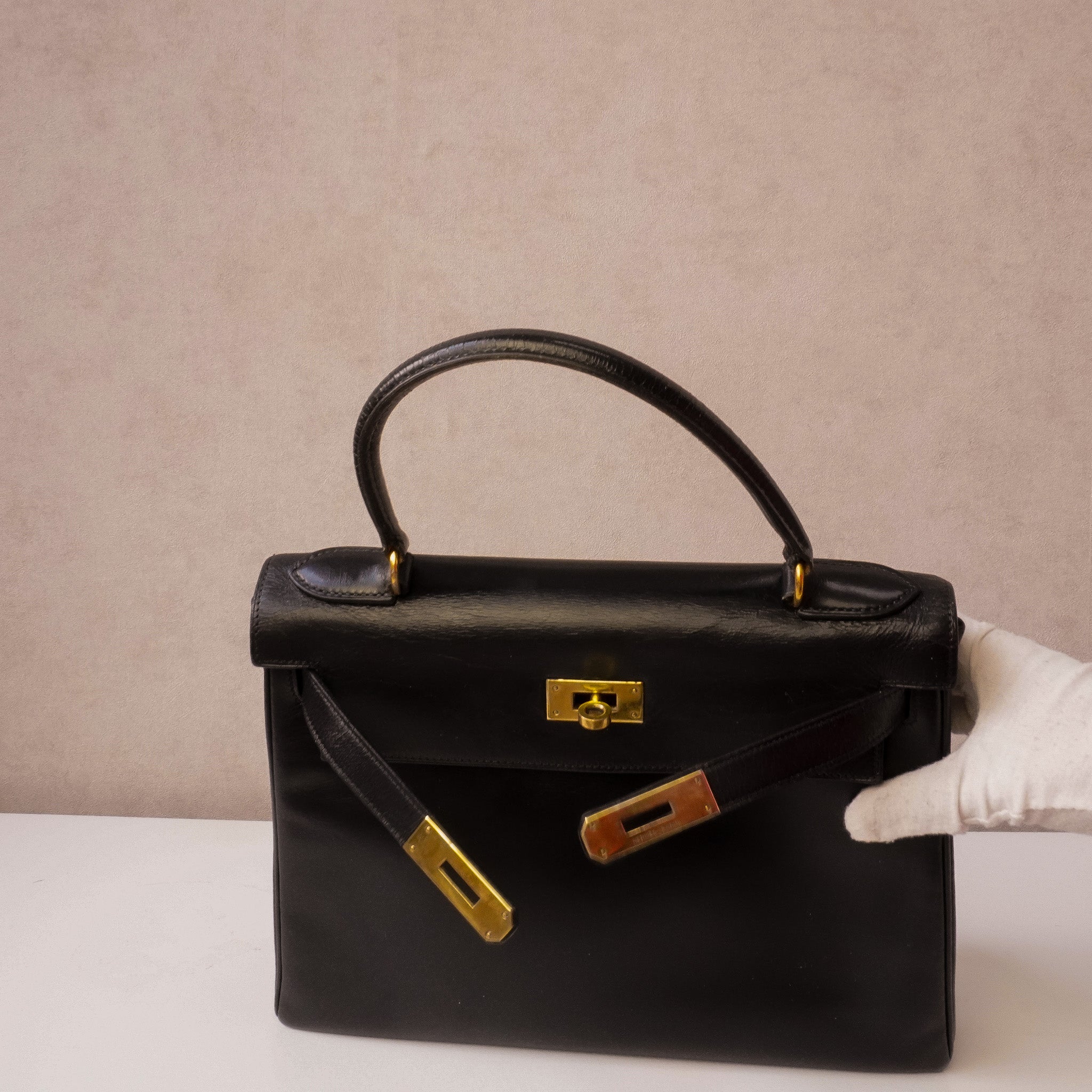 Hermès Kelly 28 Black Box Calf - 1980