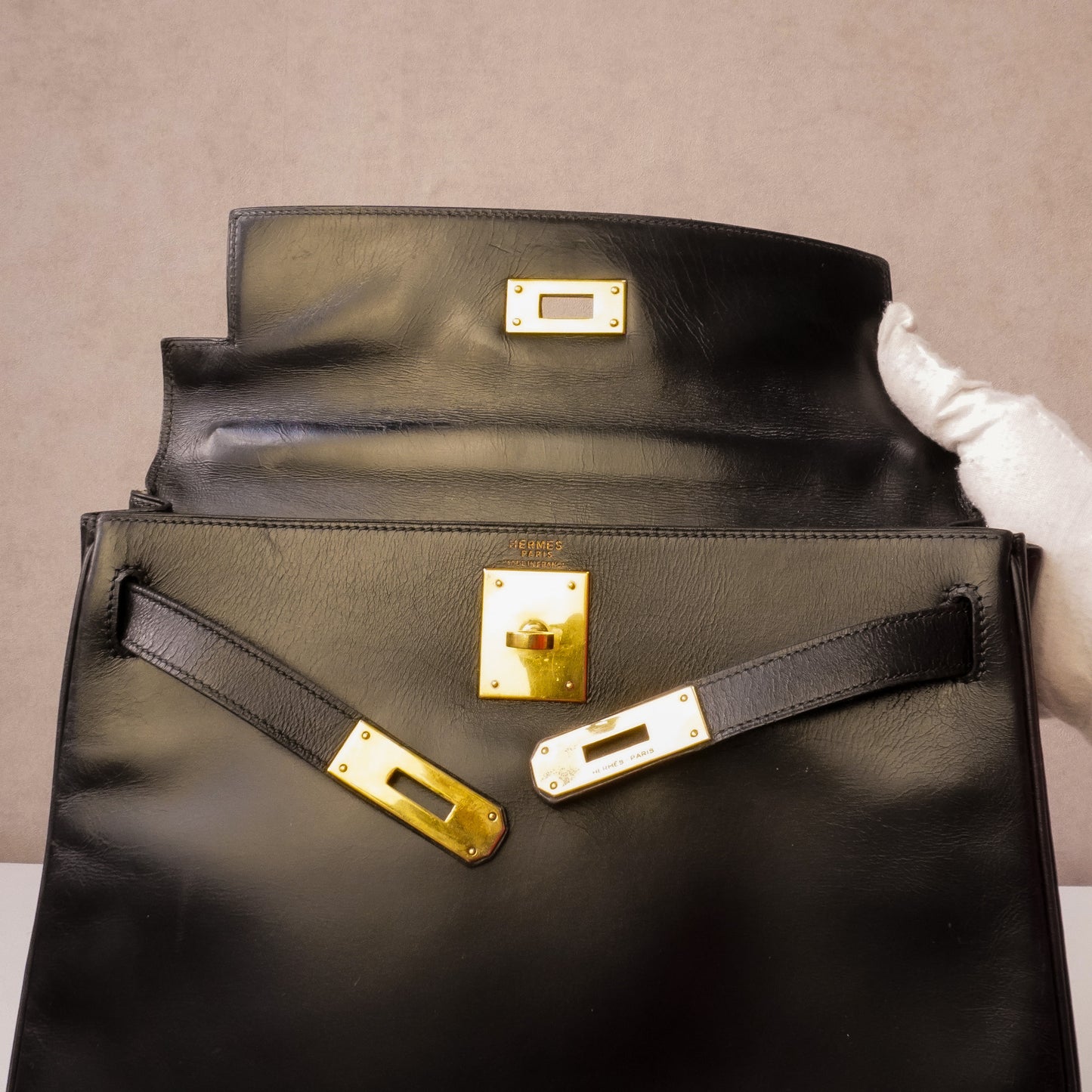 Hermès Kelly 28 Black Box Calf - 1980