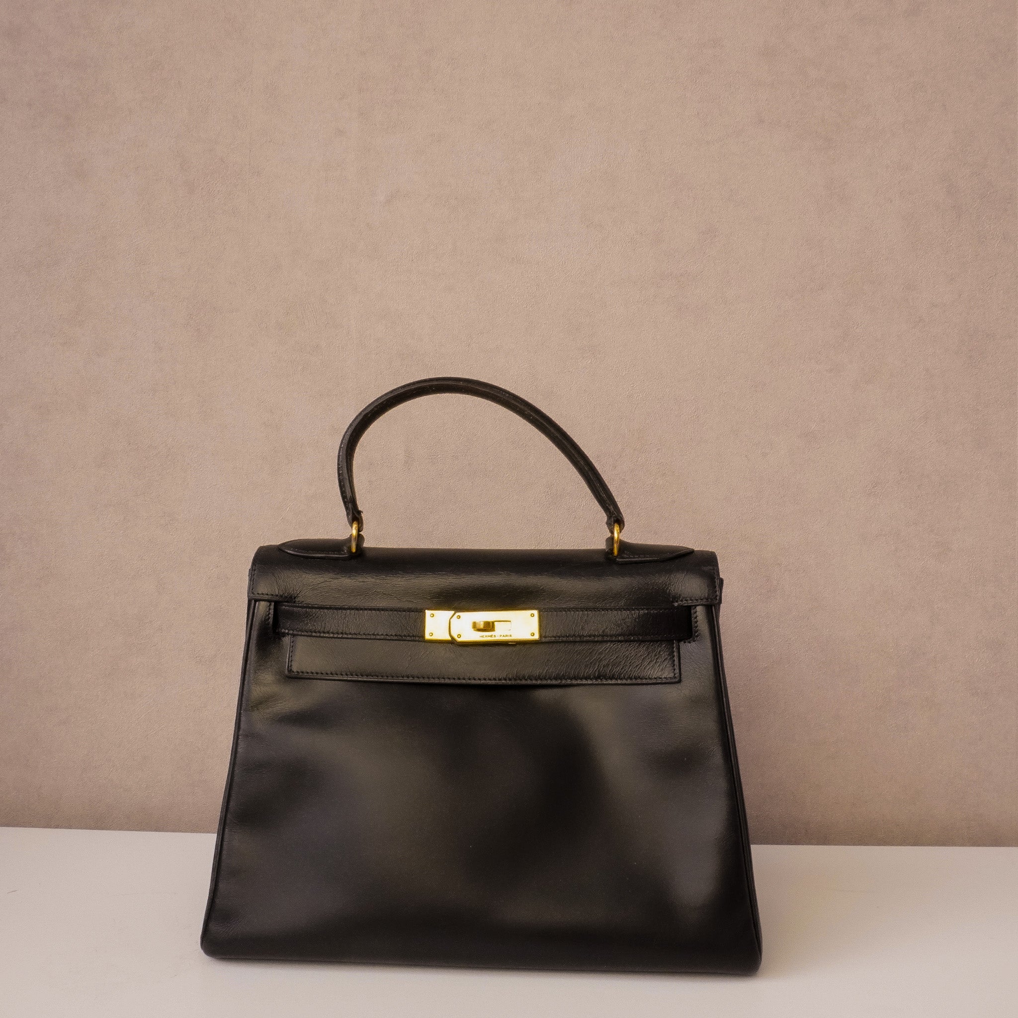 Hermès Kelly 28 Black Box Calf - 1980
