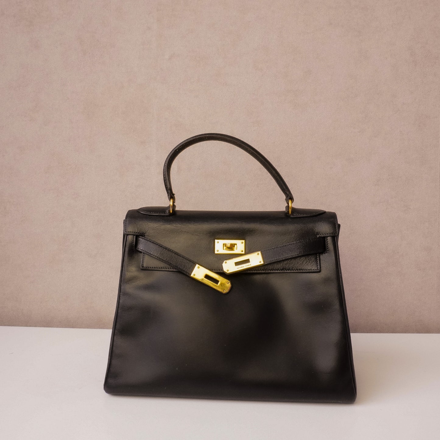 Hermès Kelly 28 Black Box Calf - 1980