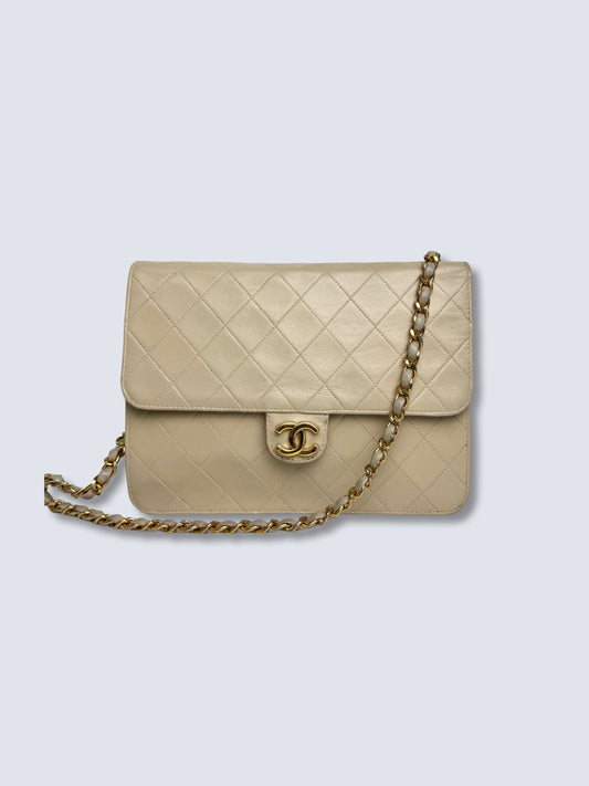 Chanel Single Flap Bag Medium Beige
