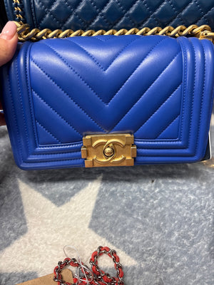 Chanel Boy Bag mini Chevron Blue