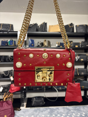 Gucci  Padlock Small Red Pearls