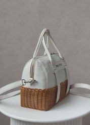 Miu Miu leather x straw 2 Way Handbag